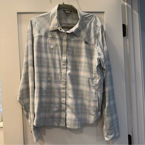 Orvis Pro Light Blue & White Plaid Button-Up Shirt